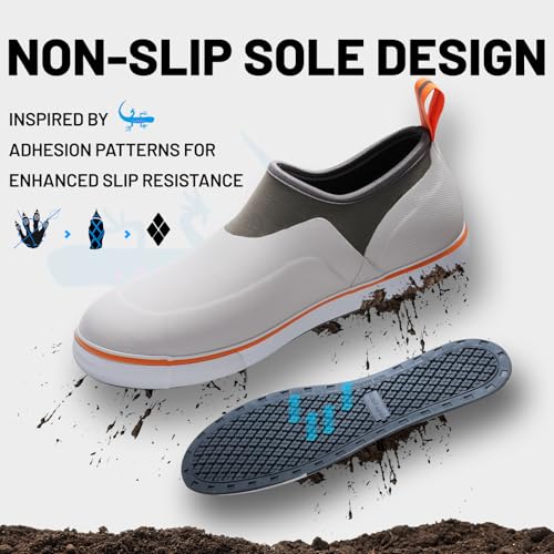 Furuian Deck Shoes Men's Short Rain Boots Waterproof Shoes Rubber Deck Boots Lightweight Fishing Rain Shoes Non-slip Fishing Boots for Gardening Outdoor Mud Walking4