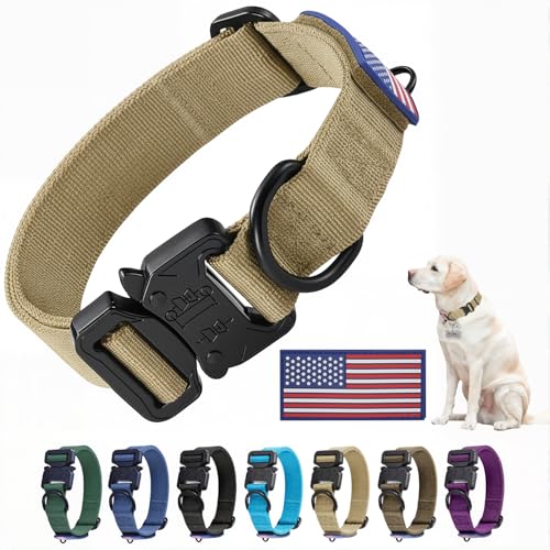 Heavy Duty Tactical Dog Collar Adjustable Nylon Pet Collars Quick