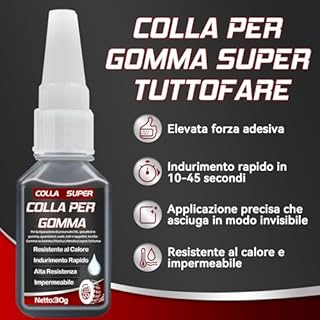 Aarovibe Colla di Gomma Extra Forte 30g, Adesivo Impermeabile ad Alta Resistenza per Pneumatici, Scarpe, Stivali, Cinture e Riparazioni Fai da Te, con 3 Beccucci Inclusi