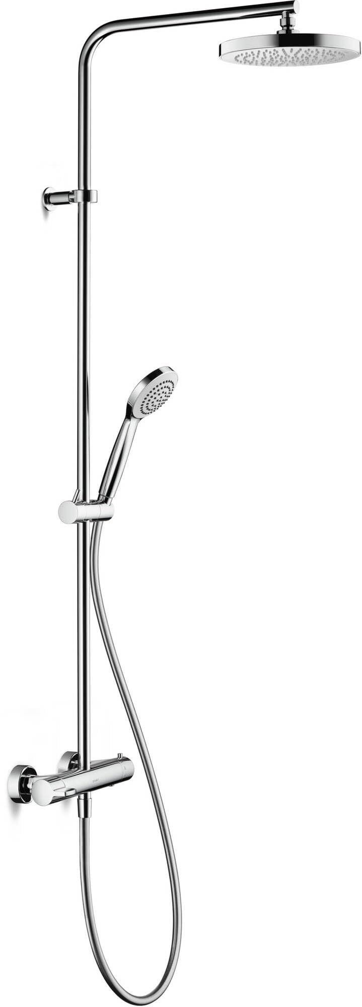 Duravit B.1 Système de douche avec thermostat de douche, douchette à main, tuyau de douche, douche à effet pluie avec support mural, robinet de douche chromé