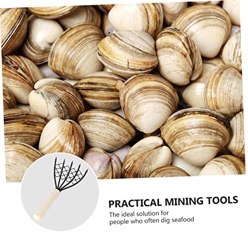 HANABASS 6 Pçs Para - Digger Clam Garra Plana Em Aço Inoxidável - Dente Dente Ancinho Preto - Ferram