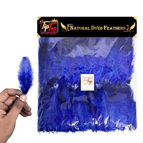 Image of TIPTOP DECORATION Natural Dyed Feathers 10 cm (80 Pieces) (Royal Blue)