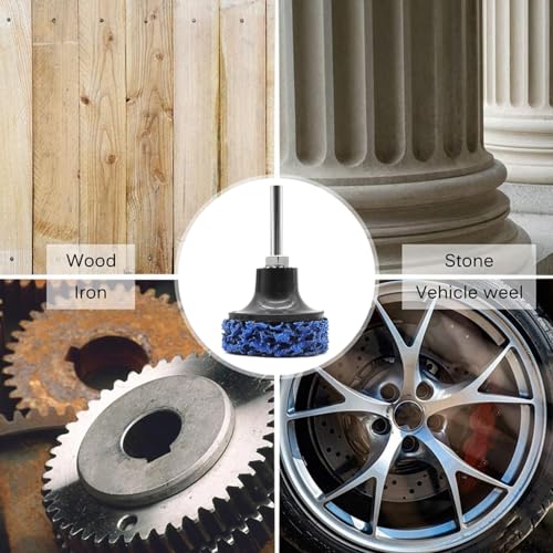 YDHfdc 12 Stück 2 inch CSD Scheibe Bohrmaschine 50mm Reinigungsscheiben Set mit Stangen Grobschleifscheibe Nylongewebe Scheibe für Oberfläc Polieren Rostentfernung (Blau)