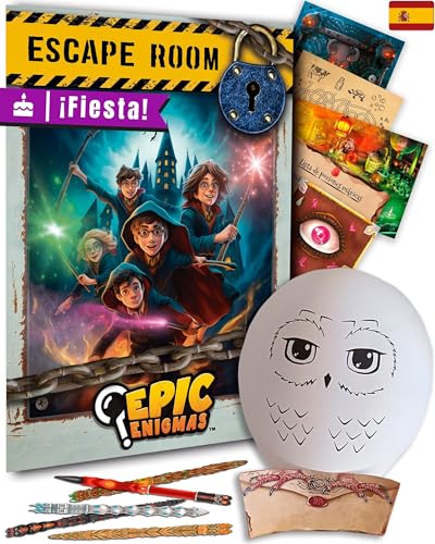 EPIC ENIGMAS | Escape Room para Fiestas | 5 a 12 años | 6-25 Jugadores | Juego Cumpleaños Comunión Infantil | Regalo Original Niños | + Decoracion Cumpleaños Harry mágico