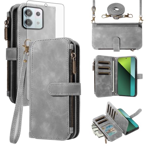 Étui cuir Asuwish Poco X6 rabat magnétique avec porte-carte et cordon chaîne amovible