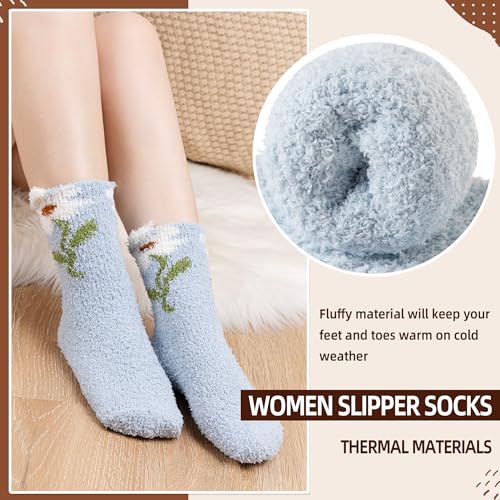 Image of Velice Womens Fuzzy Socks Soft Cozy Fluffy Slipper Winter Thick Warm Plush Sleeping Christmas Socks