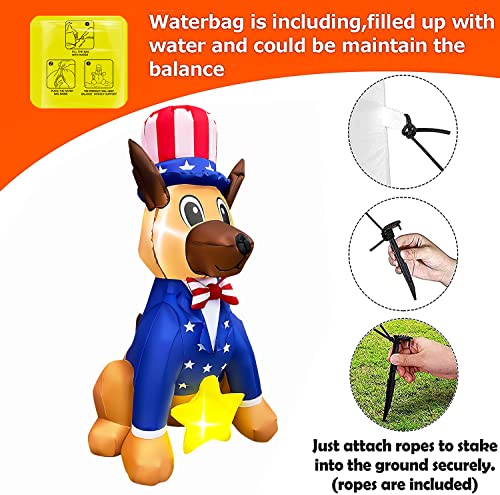 Joyease 4 Ft Patriotic Independence Day Inflatable Dog 4Th Of July Blow Up Yard Decorations American Puppy Wear Hat Build-In Led Lights For Party Indoor Outdoor #TOP4