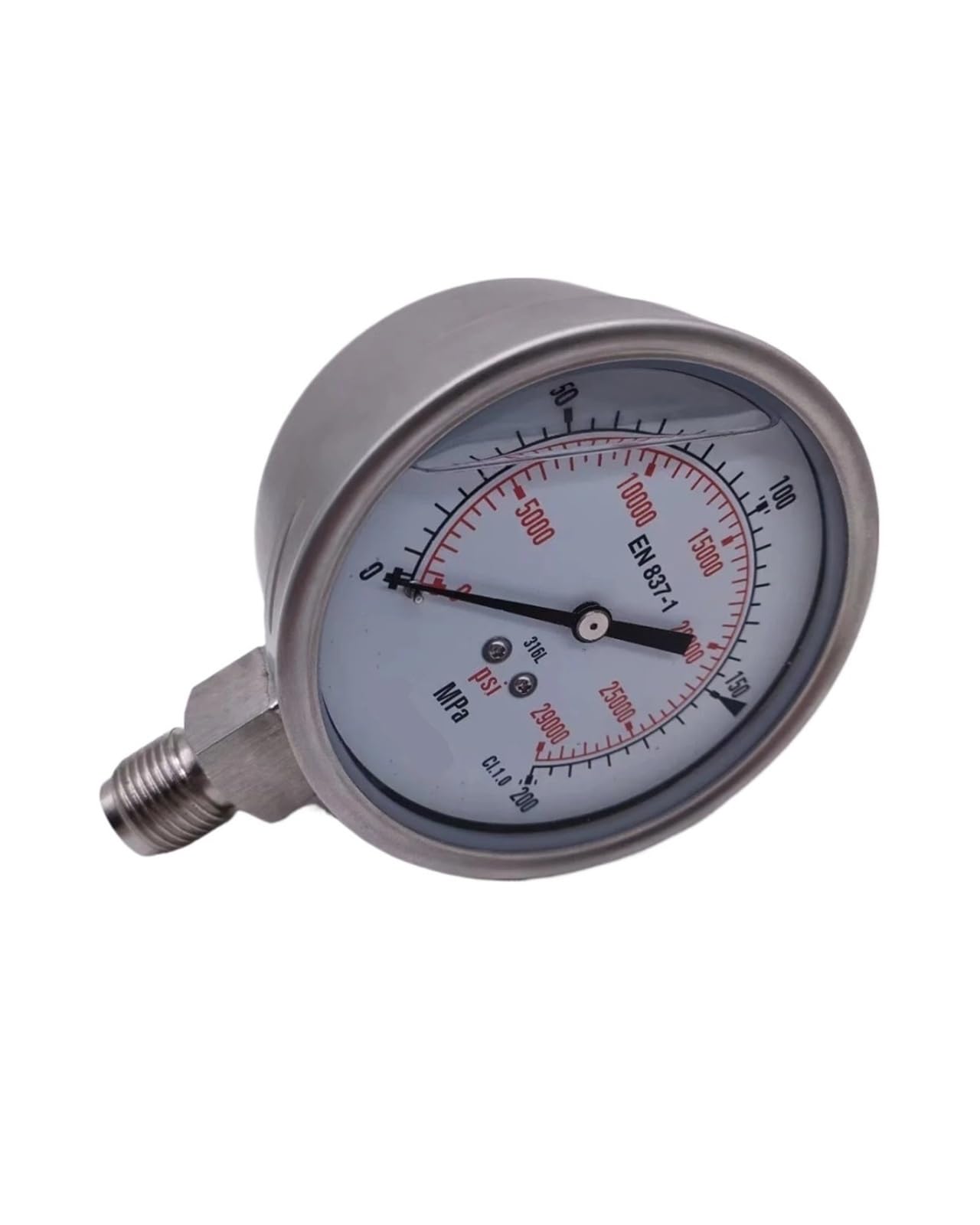 Manómetro de bomba de alta presión 2500/3000/4000/5000/6000/6000 kg Acero inoxidable ultra grande, diámetro de esfera 100 mm(M20x1.5,250MPa psi)