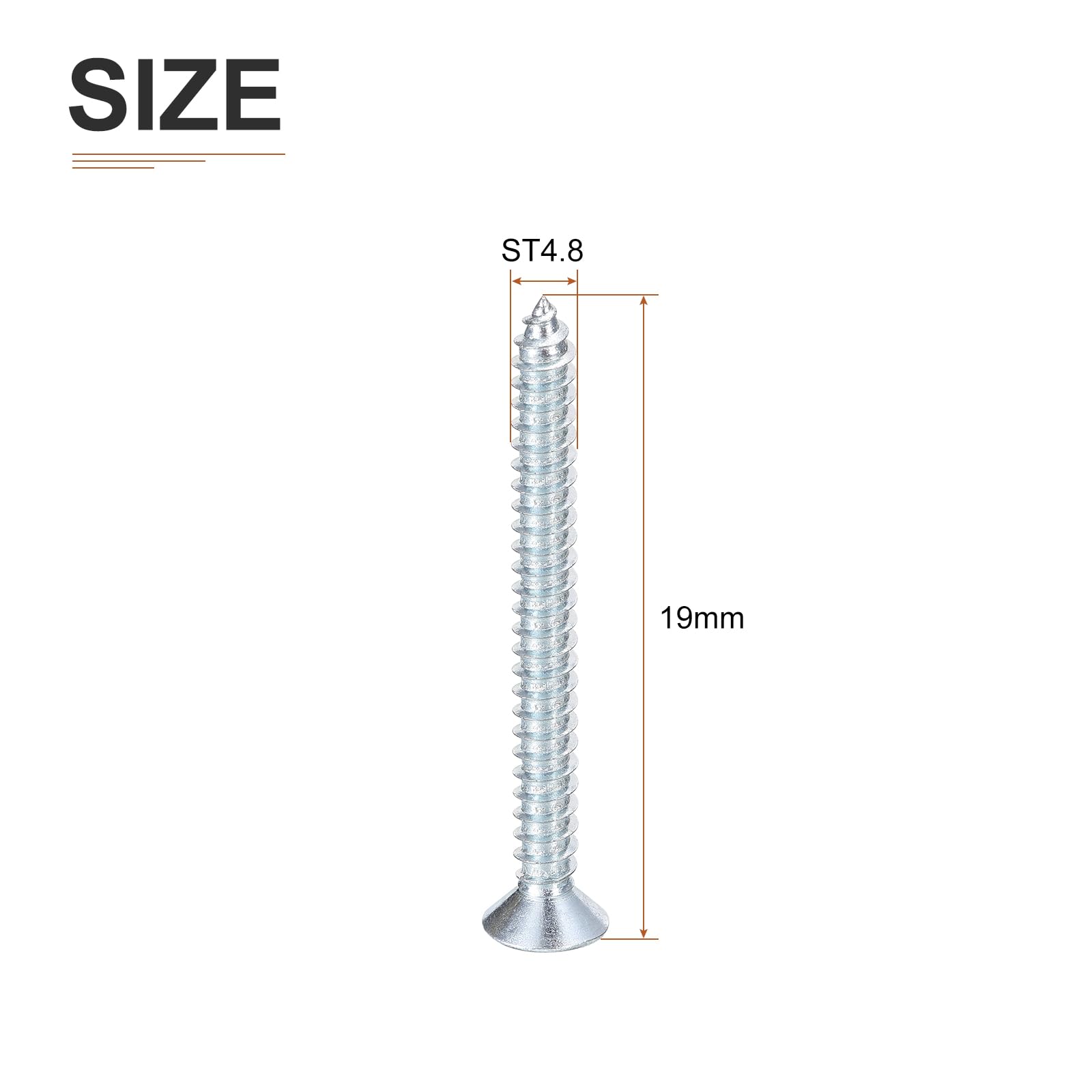 DTGN 100Pcs ST4.8x50mm Self Drilling Screws, Carbon Steel Flat Head Phillips Sheet Metal Screw - Image 2