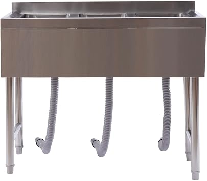 3 Compartment Sink, Commercial Sink w/Faucet Stainless Steel Bar Sink Kitchen Underbar Sink Large Capacity for Restaurant, Laundry, Kitchen, Garage, Utility Room