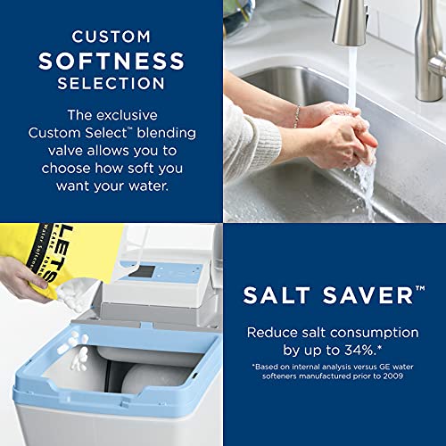 Image of GE Water Softener System | 40,000 Grain | Reduce Hard Mineral Levels at Water Source | Reduce Salt Consumption | Improve Water Quality for Drinking, Laundry, Dishwashing & More | GXSH40V
