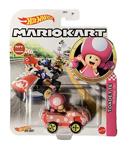 Modellino Die Cast MARIO KART Hot Wheels Modellino DieCast TOADETTE Versione Birthday Girl da Super Mario Kart - Scala 1:64 Lunghezza 5cm
