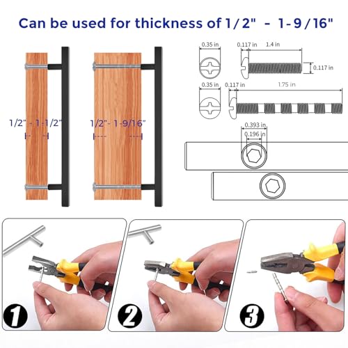 Image of Ravinte 10 Pack 7-1 /2 Inch Cabinet Pulls Black Sqaure Kitchen Cabinet Handles Black Cabinet Hardware Stainless Steel Drawer Pulls 10 Inch Overall Length with Mounting Template
