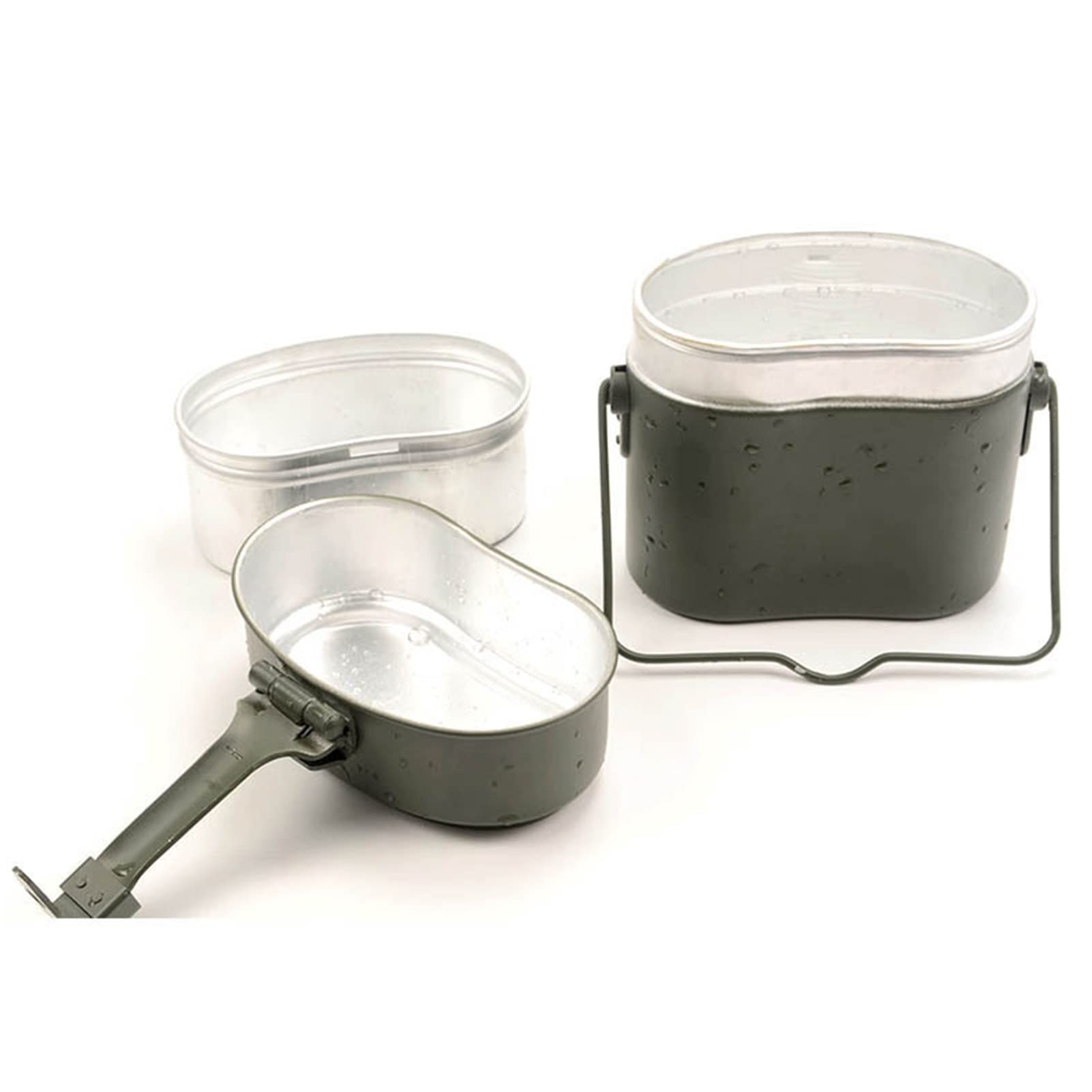Lunchbox-Set Für Militärbegeisterte Im Deutschen Stil, Multifunktionaler Vintage-Wasserkessel aus Aluminium Für Den Außenbereich Und Grill-Lunchbox-Set (Armeegrün)
