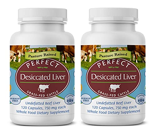 Perfect Supplements – Perfect Desiccated Liver – 120 Capsules – Undefatted Beef Liver – Natural Source of Protein, Iron, Vitamins A & B – 2 Pack