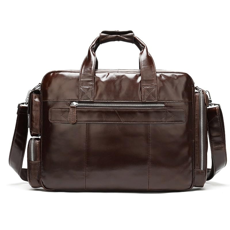 Men's Business Handbag Large Capacity Business Briefcase Wear-resistant Oil Wax Leather Satchel3