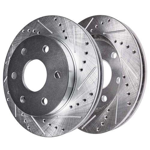 Image of Detroit Axle - Front Brake Kit for 2005-2012 Nissan Pathfinder 2005-2025 Frontier 2005-2015 Xterra 2009-2012 Suzuki Equator Drilled Brake Rotors Ceramic Brakes Pads Replacement : 11.65 inch inch Rotor