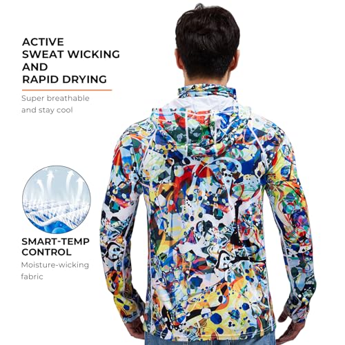 Rodeel UPF 50+ Men’s Long Sleeve Performance Fishing Hiking Shirt with Mask UV Neck Gaiter Hoodie4