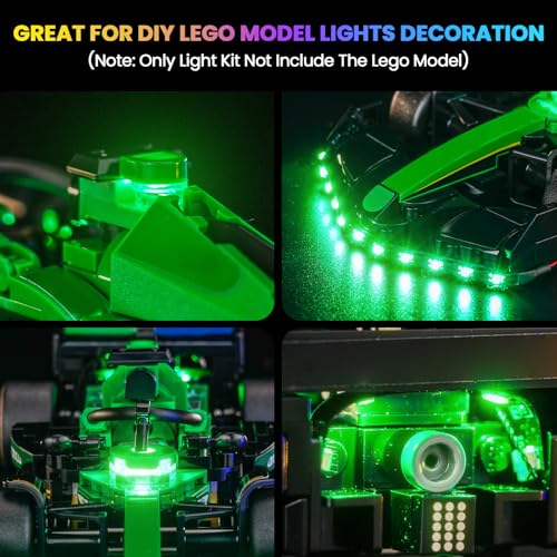 Image of Upgraded Led Light Kit Compatible with Lego Aston Martin Aramco F1 AMR24 Race Car Building Set, Lights Decoration Compatible with Lego 77245 (Model Not Included)