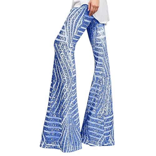 Pantalon évasé fluide avec bordure à paillettes et ourlet large structuré