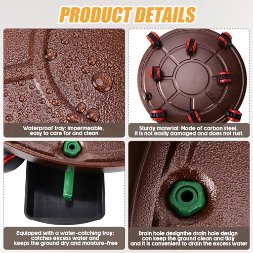 Support de plante en métal robuste avec roulettes et drainage - 5