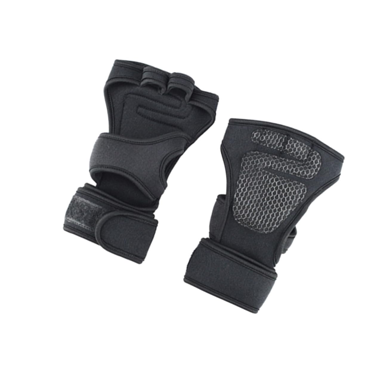 DOITOOL 2 Paia di Guanti da Sollevamento Pesi da Uomo Donna Guanti da Ciclismo a Mezze Dita Guanti da Equitazione Guanti Protettivi Palmo in Gel di Silicone Neri