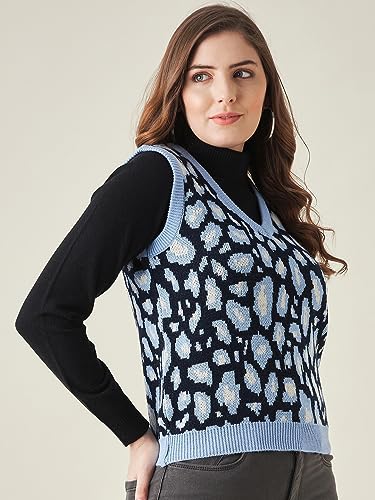 Image of Modeve Printed V Neck Sleeveless Sweater for Women||Winterwear||