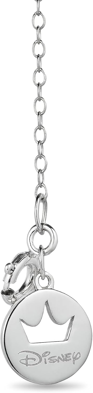 Jewelili Enchanted Disney Fine Jewelry Sterling Silver and 10K Rose Gold with 1/10 CTTW Diamond Cinderella Necklace