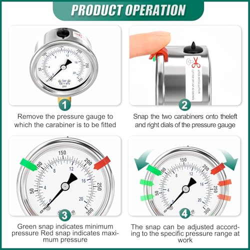 Image of 0-300Psi Stainless Steel Dry Low Pressure Gauge 1 /4 inch NPT 2 inch Dual Scale Dial, Lower Mount, Waterproof for Water Oil Air Well Pump, Tire Gas Pressure Test (with Range Mark Pointer)