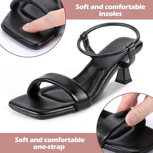 Trakxy Women Square Toe Sandal Comfortable Open Toe Kitten Heel Ankle Strappy Sandal4