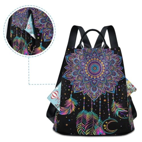 Image of ALAZA Dreamcatcher Lotus Boho Backpack Purse for Women Anti Theft Fashion Back Pack Shoulder Bag