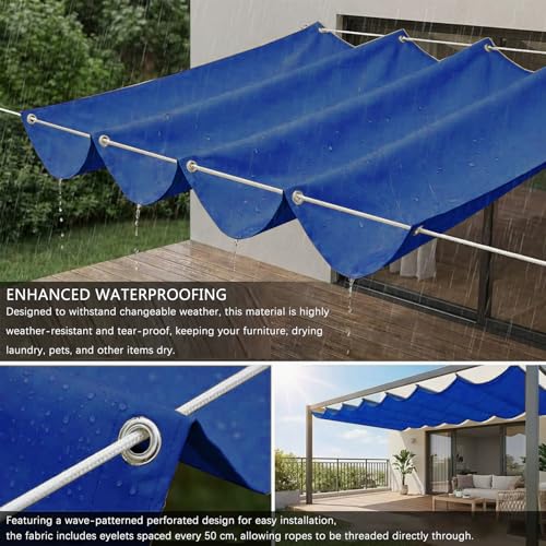 Voile d'ombrage rétractable bleu foncé pour protéger votre terrasse du soleil