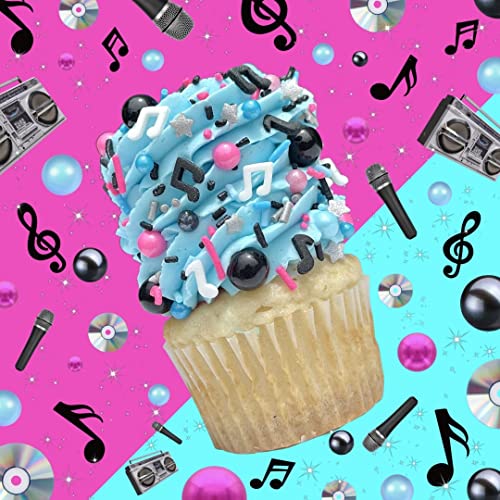 Image of Manvscakes, pink sprinkles, valentines, cake sprinkles, gluten free, cookies, chocolate, fondant, princess topping, ice cream, edible, dessert decoration (Black Pink Blue)