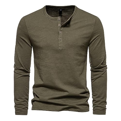 Camisetas Henley de Manga Larga para Hombre, Camisas Casuales con Botones Cuello Henley para Hombre Camiseta de Manga Larga con Cuello Henley y Corte Recto Hombre