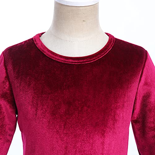 OBEEII Kids Girls Long Sleeve Velvet Flower Girl Dress Winter Fall Prom Maxi Gown Princess Birthday Chrsitmas Party Dresses2
