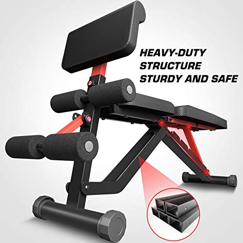 pelpo Weight Bench for Full Body Workout, Adjustable Strength Training Bench Press in Home Gym, Fast Folding Roman Chair Holds up to 330LBS, Black