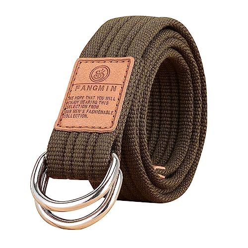 Froiny Cinturones de Lona con Anillo en D, Cinturón de cincha Ajustable con Hebilla para Pantalones Faldas Camisas Unisex Hombre Mujer