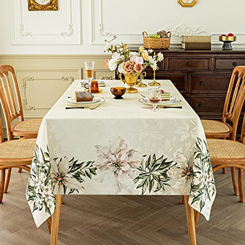 Softalker Jacquard Rectangle Tablecloth, Digital Printed Floral Pattern Table Cloth Waterproof Wrinkle Free Fabric For Spring/Summer/Picnic/Party/Indoor/Outdoor (60X84 Inch, Spring Flower) #TOP4