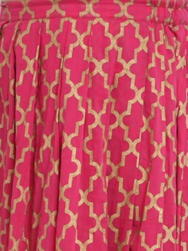 Image of Bitiya by Bhama Girls Off White & Pink Ready to Wear Silk Lehenga & Choli