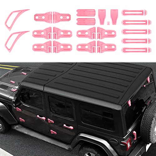 Linskip Full Body Exterior Accessories Fit for 2018-2024 Jeep Wrangler JL 4xe 4 Door - 22Pcs (Pink)