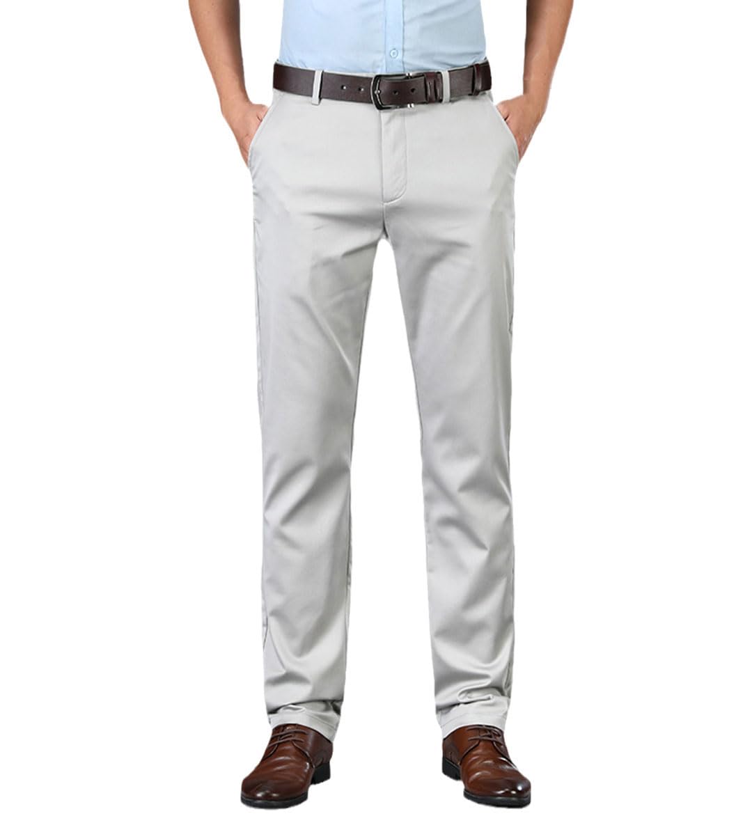 Vogrtcc Pantaloni Casual da Uomo Pantaloni Lunghi Formali Dritti A Vita Media