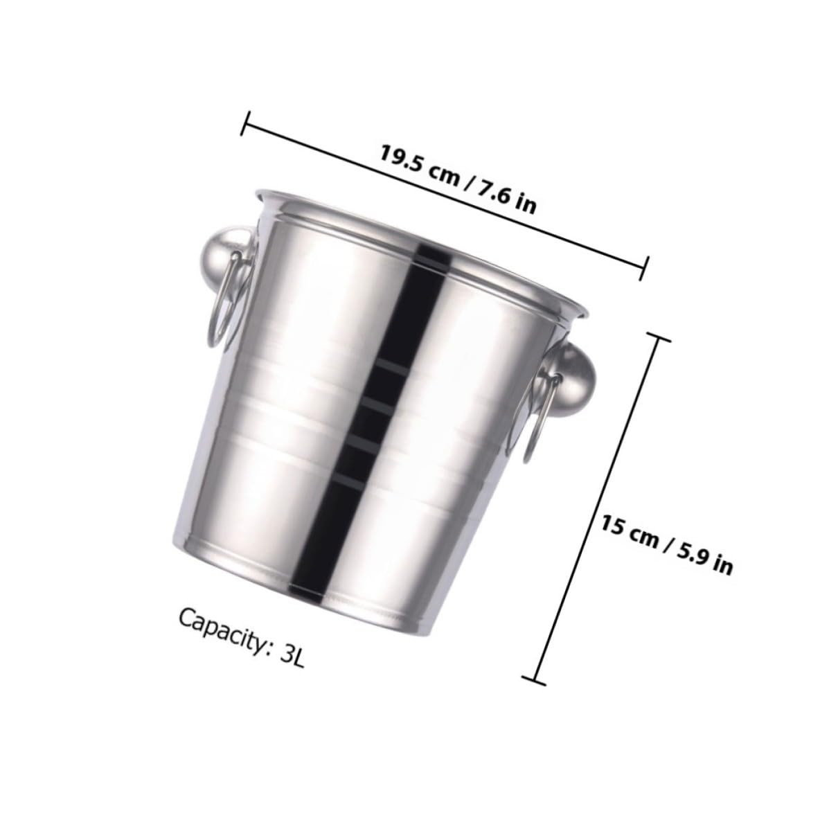 Zerodeko 2 Piezas Cubo de Cubitos de Hielo de Acero Inoxidable 3l