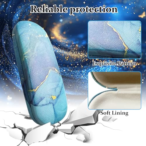 Image of Hard Shell Eyeglasses Case, Eye Glass Cases Womens Hard Shell With Cleaning Cloth Portable Eyewear Case for Women Men
