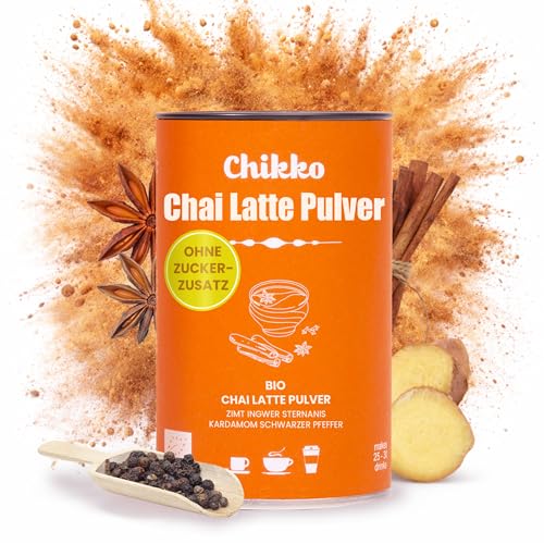 Chikko Bio Chai Latte Mix Pulver 130g - Authentischer Beruhigender Gewürzgenuss - Ohne Zusatzstoffe und Chemikalien aus 100% Europäischen Zutaten - Perfekt für Gemütliche Wohlfühlmomente