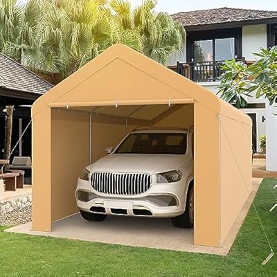 Morngardo Carport 10'x20' Heavy Duty Car Canopy Portable Garage with Removable Sidewalls & Doors for Truck Boat Car Port, Party, Storage (Yellow)