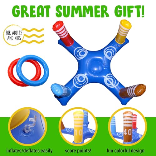 TYEQWT Inflatable Pool Ring Toss Game Toy Set, 9 Pieces Ring Toss Game Set including 8 Rings - Image 4