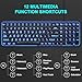 QUASIO Large Print Backlit Keyboard, Wired USB Lighted Computer Keyboards with 7-Color Backlit, Oversized Print Letters, Quiet Typewriter Keyboard with Retro Round Keycaps for Windows PC, Laptop