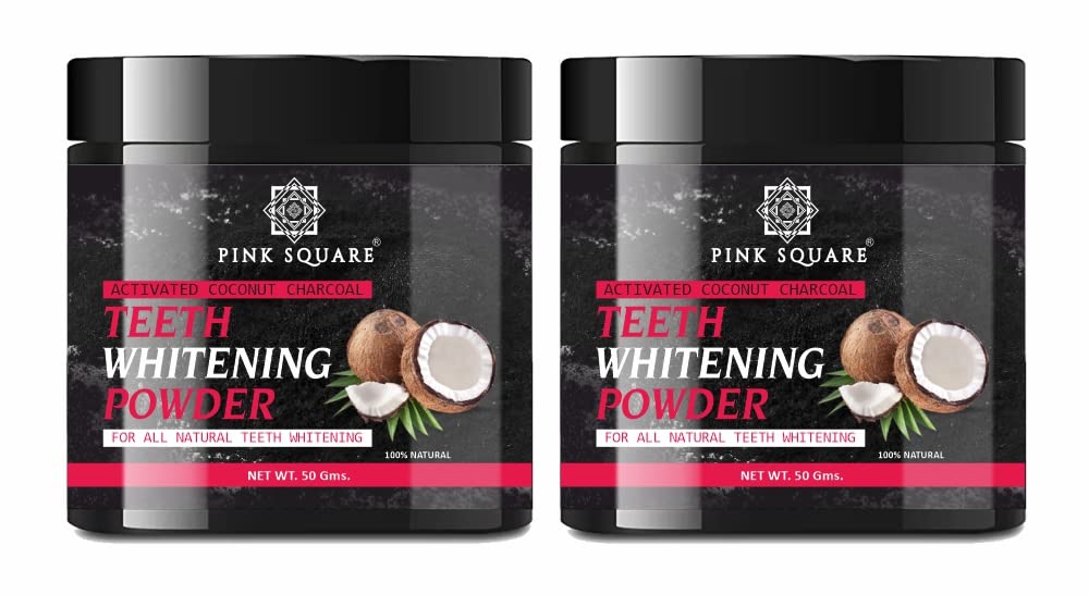 Pink Square Organic Activated Charcoal Teeth Lightening Powder for Teeth Lightening, Remove Stains, Freshen Breath, Fight Cavities with Coconut Charcoal Powder, Clove - Pack 2 of 50 Grams-image-36