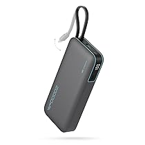 CUKTECH 45W 20000mAh Power Bank con Cavi Integrati, Ricarica Rapida Batteria Esterna con 2 Porte, Display Digitale, USB C Caricatore Portatile Caricabatterie per MacBook Air, Galaxy S23, iPhone 17 Pro