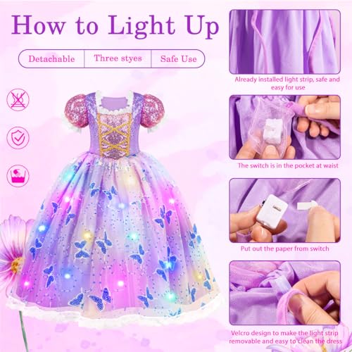 image for Meland Princess Dresses for Girls - Light Up Princess Costume for Litt